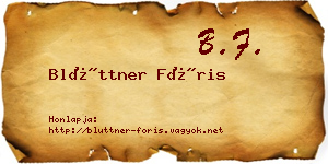 Blüttner Fóris névjegykártya